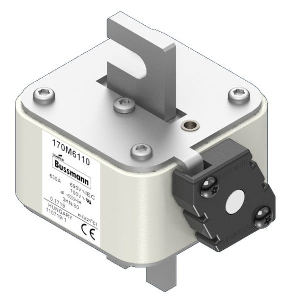 Fuse-link, high speed, 630 A, AC 690 V, size 3, 74 x 92 x 111 mm, aR, IEC, single indicator image 3