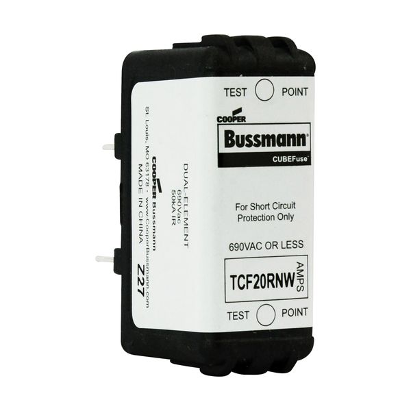 Eaton Bussmann series TCF fuse, Finger safe, 690 Vac, 20A, 50kA, Non-Indicating, Time delay, inrush current withstand, Class CF, CUBEFuse, Glass filled PES image 4