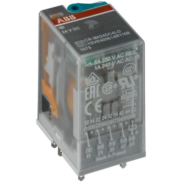 CR-M012DC2L Pluggable interface relay 2c/o, A1-A2=12VDC, 250V/12A, LED image 2