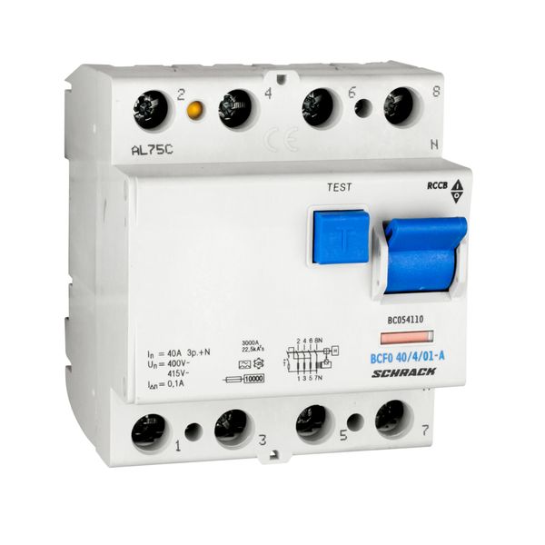 Residual current circuit breaker, 40A, 4-p, 100mA, type A image 1