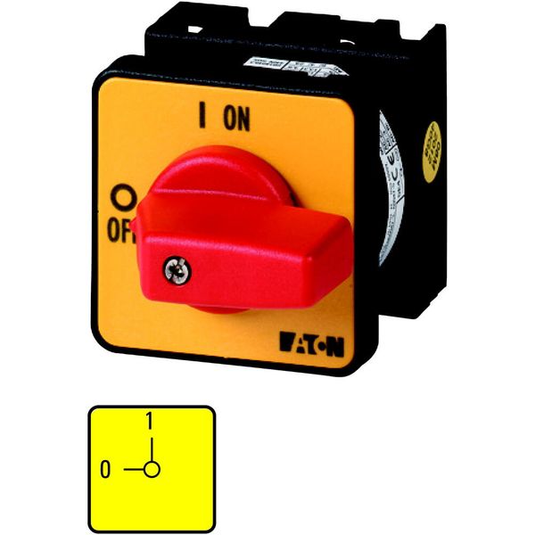 On-Off switch, T0, 20 A, flush mounting, 4 contact unit(s), 8-pole, Emergency switching off function, with red thumb grip and yellow front plate image 5