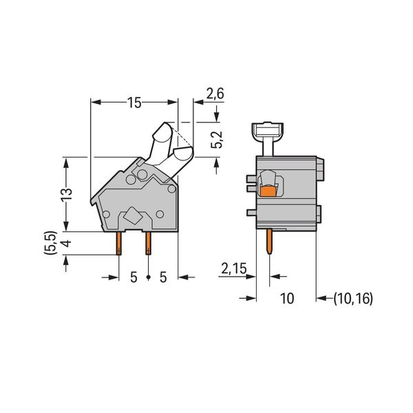 Stackable PCB terminal block push-button 2.5 mm² light gray image 2