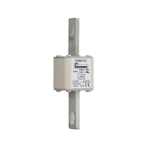 Fuse-link, high speed, 500 A, AC 690 V, compact size 1, 45 x 45 x 148 mm, aR, IEC, UL image 7