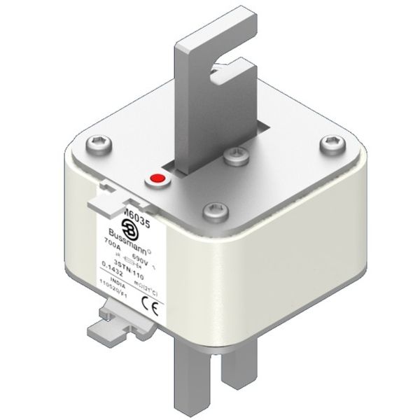 Fuse-link, high speed, 700 A, AC 690 V, size 3, 76 x 90 x 141 mm, aR, IEC, single indicator image 2