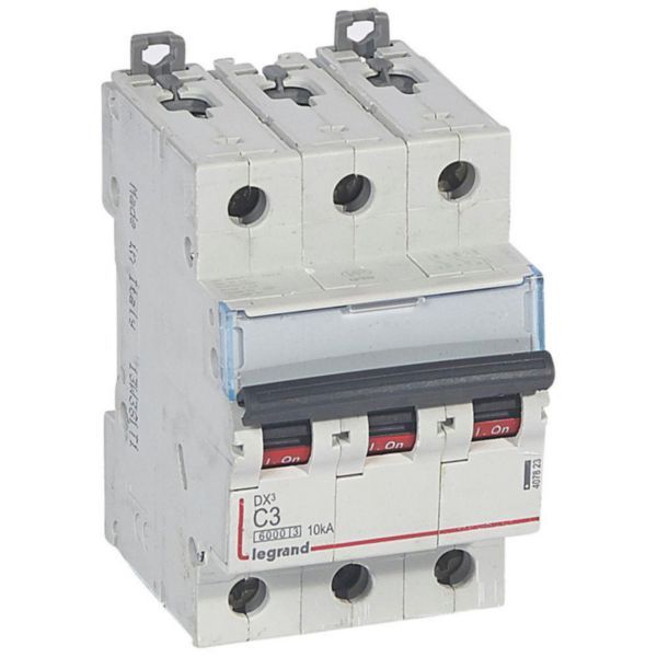 DX³6000 10kA high inlet and low outlet screw circuit breaker 3P 400V~ - 3A - curve C - for traditional HX³ comb image 1