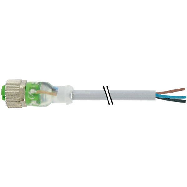 M12 female 0° A-cod. with cable LED PUR 3x0.34 gy UL/CSA+drag ch. 7.5m image 1