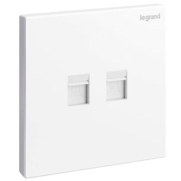 Galion - 1 gang double RJ 45 category 5E UTP socket outlet - white image 1