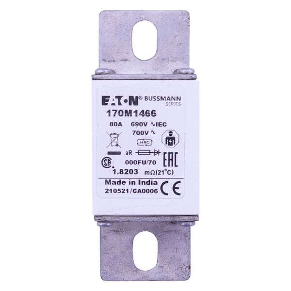 Fuse-link, high speed, 80 A, AC 690 V, size 000, 24 x 36 x 96 mm, aR, IEC image 8