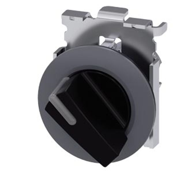 Illuminable selector switch, 30 mm, round, Metal matt, black, Selector switch short, front ring  3SU1062-2DF10-0AA0-Z X90 image 2