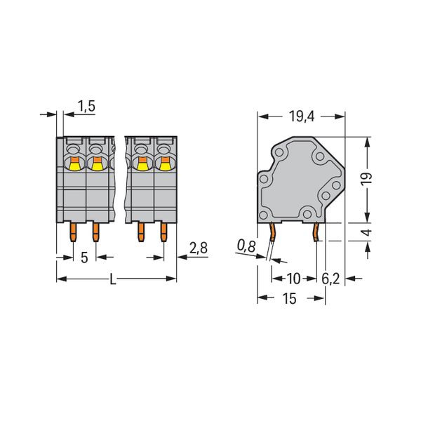 PCB terminal block 4 mm² Pin spacing 5 mm gray image 4