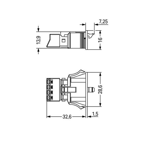 Snap-in socket 4-pole Cod. B light green image 6