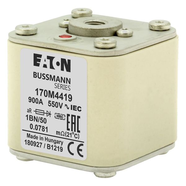 Fuse-link, high speed, 900 A, AC 550 V, size 1, 53 x 69 x 51 mm, aR, IEC, UL, single indicator image 14