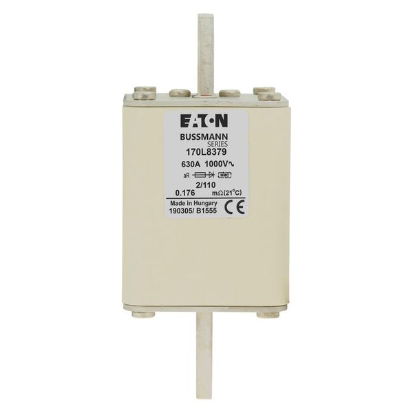 Fuse-link, high speed, 630 A, AC 1000 V, Size 2, 61 x 61 x 141 mm, aR, DIN, IEC, single indicator image 15