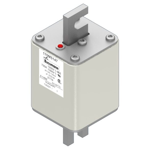 Fuse-link, high speed, 700 A, AC 1250 V, size 2, 61 x 75 x 138 mm, aR, DIN, IEC, single indicator image 2