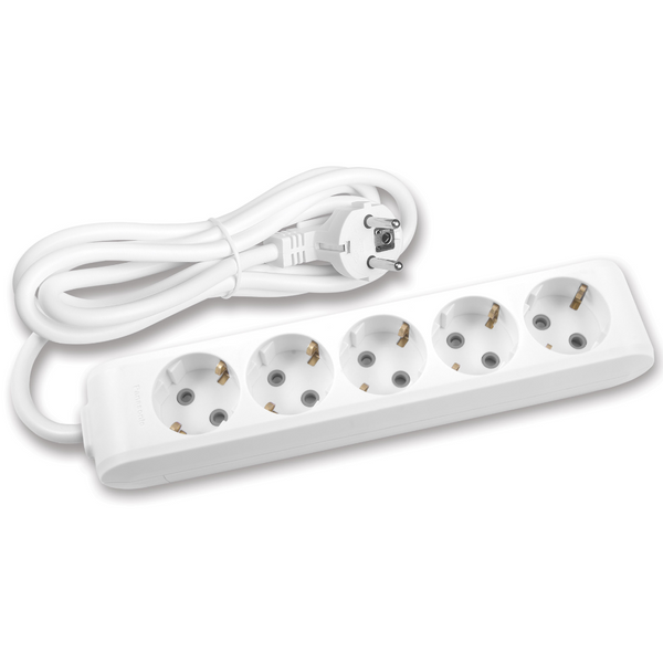 X-tendia White Five Gang Earth Socket with Cable CP image 1