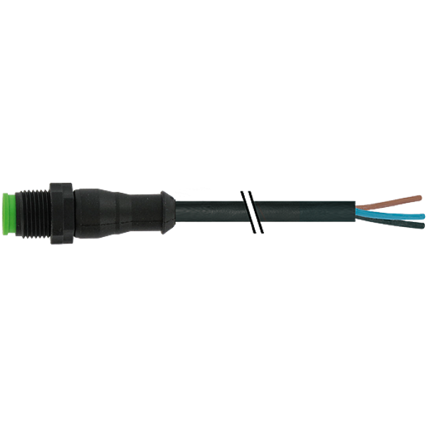 M12 male 0° A-cod. with cable Lite PUR 5x0.34 bk UL/CSA+drag ch. 5m image 1