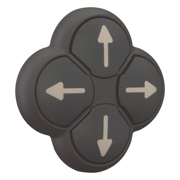 Position pushbutton, RMQ-Titan, Actuators non-flush, momentary, 4-fold, opposing pushbuttons mechanically interlocked, Bezel: black, arrow up image 11