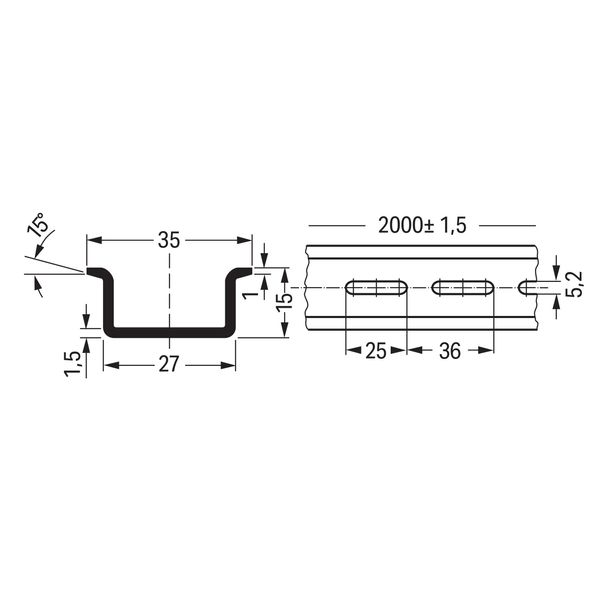 210-508 Steel carrier rail; 35 x 15 mm; 1.5 mm thick image 4