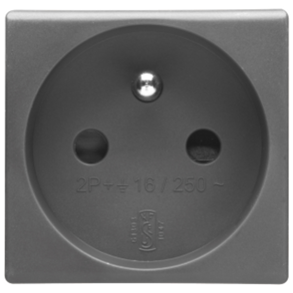 FRENCH STANDARD SOCKET-OUTLET 250V ac - 2P+E 16A - 2 MODULES - SYSTEM BLACK image 1