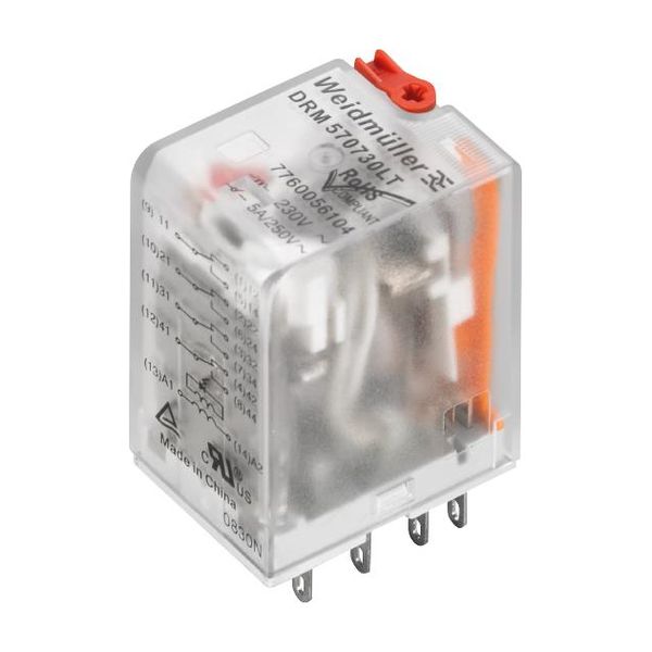 Relay DRM570730LT, 4 CO, 230 V AC, 5 A, with test button and LED, Weidmuller image 3