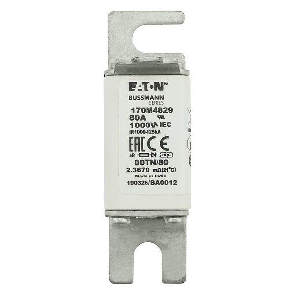 Fuse-link, high speed, 80 A, AC 1000 V, size 00, 30 x 47 x 98 mm, aR, DIN, IEC, type T indicator image 8