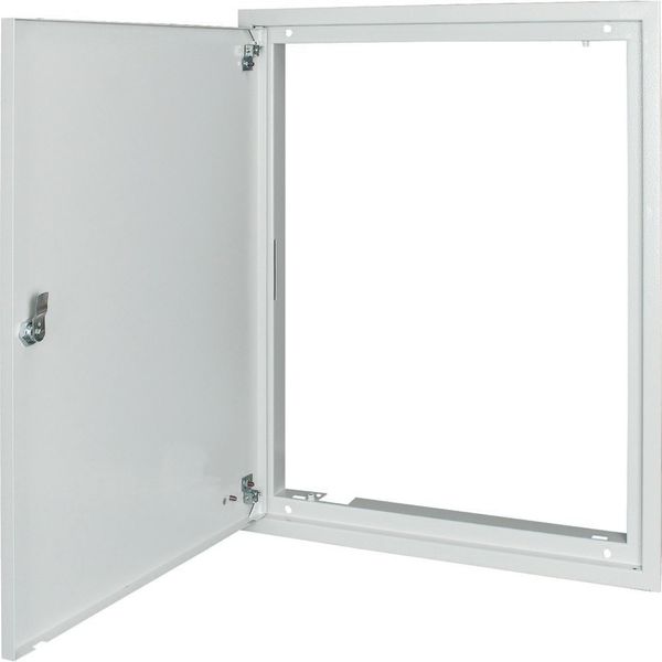 3-step flush-mounting door frame with sheet steel door and rotary door handle, fireproof, W400mm H760mm, white image 3