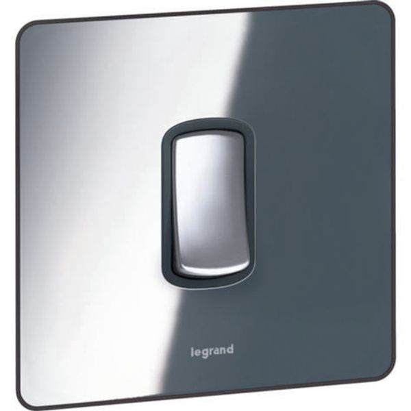 Synergy Grid Sleek 1 Gang 1 Module Front Plate Polished Stainless Steel image 1