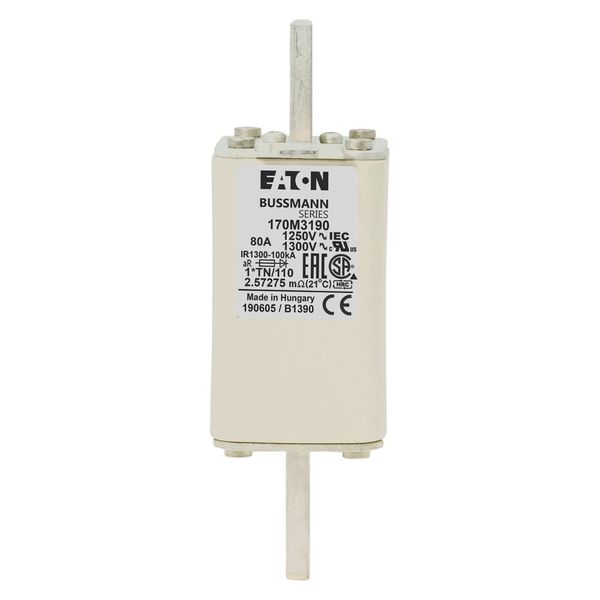 Fuse-link, high speed, 80 A, AC 1250 V, compact size 1, 45 x 58 x 138 mm, aR, DIN, IEC, type T indicator image 13