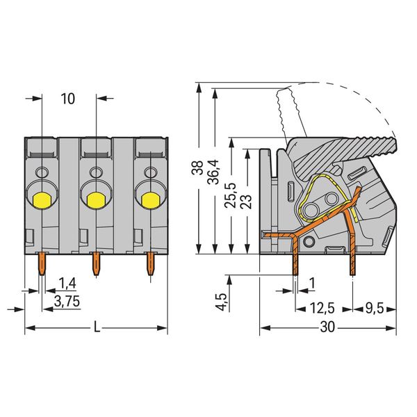 PCB terminal block lever 6 mm² gray image 4