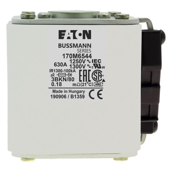 Fuse-link, high speed, 630 A, AC 1250 V, size 3, 76 x 92 x 83 mm, aR, IEC, UL, single indicator image 8