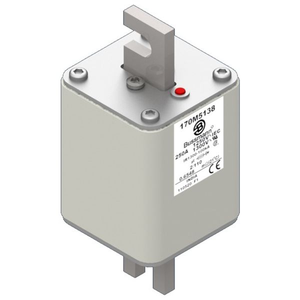 Fuse-link, high speed, 250 A, AC 1250 V, size 2, 61 x 75 x 138 mm, aR, DIN, IEC, single indicator image 3