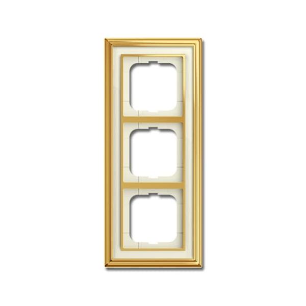1723-838-500 Cover Frame Busch-dynasty® polished brass ivory white image 1