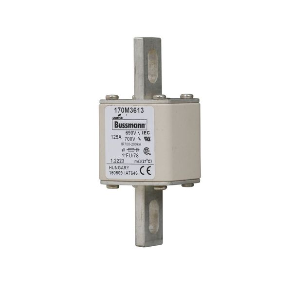 Fuse-link, high speed, 125 A, AC 690 V, compact size 1, 45 x 45 x 110 mm, aR, IEC, UL image 7