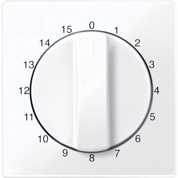 Central plate for time switch insert, 15 min, active white, glossy, System M image 1