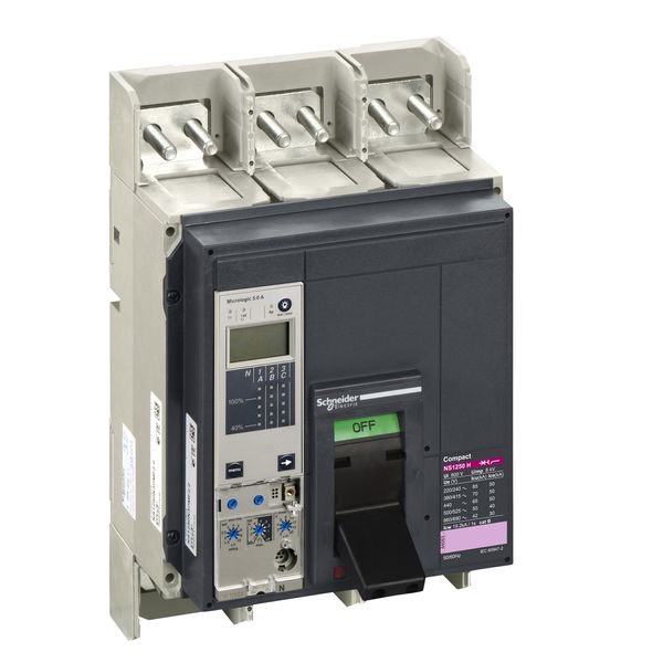 circuit breaker ComPact NS1250H, 70 kA at 415 VAC, Micrologic 5.0 A trip unit, 1250 A, fixed,3 poles 3d image 4