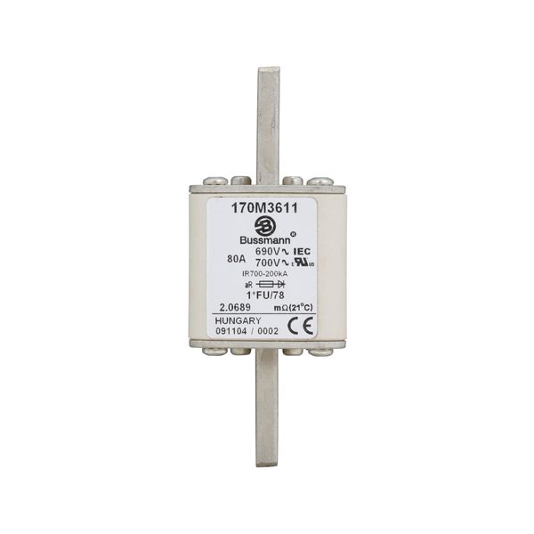 Fuse-link, high speed, 80 A, AC 690 V, compact size 1, 45 x 45 x 110 mm, aR, IEC, UL image 9