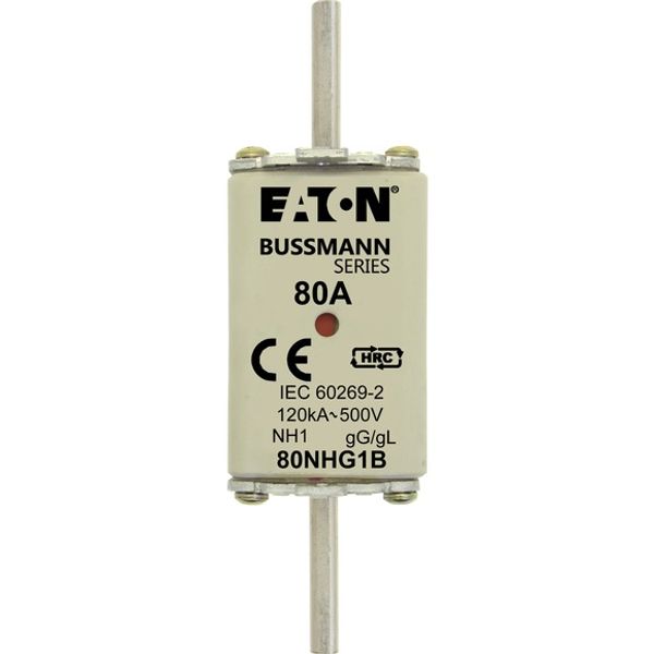 Fuse-link, low voltage, 80 A, AC 500 V, NH1, gL/gG, IEC, dual indicator image 2