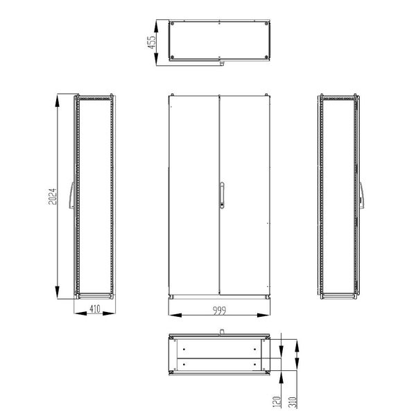 Modular enclosure 2 door IP55 H=2000 W=1000 D=400 mm image 2