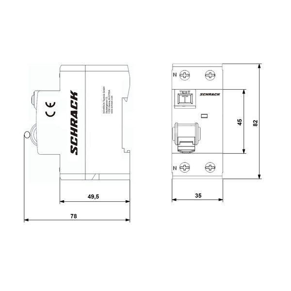 Residual Current Circuit Breaker 10kA, 63A, 2-pole, 100mA image 3