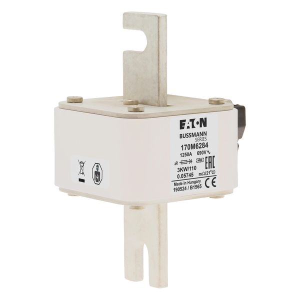 Fuse-link, high speed, 1250 A, AC 690 V, size 3, 74 x 92 x 141 mm, aR, IEC, single indicator image 10