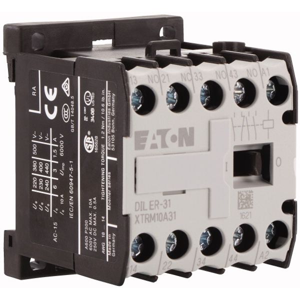 Contactor relay, 220 V 50/60 Hz, N/O = Normally open: 3 N/O, N/C = Normally closed: 1 NC, Screw terminals, AC operation image 4