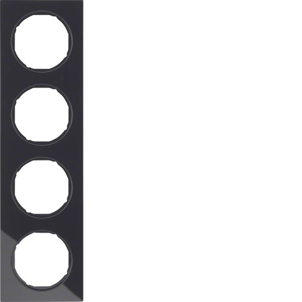 Frame 4gang, R.3, glass black image 1