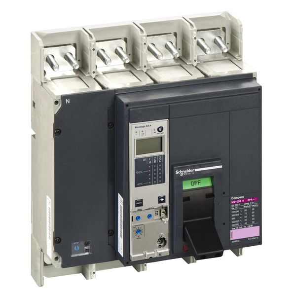 circuit breaker ComPact NS1000H, 70 kA at 415 VAC, Micrologic 2.0 A trip unit, 1000 A, fixed,4 poles 4d image 3