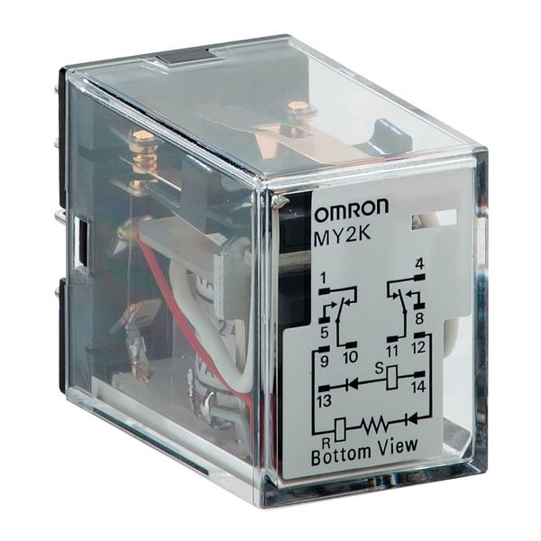 Latching relay, plug-in, 14-pin, DPDT, 3 A, LED indicator image 2