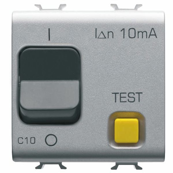 RESIDUAL CURRENT BREAKER WITH OVERCURRENT PROTECTION - C CHARACTERISTIC - CLASS A - 1P+N 10A 230Vac 10mA - 2 MODULES - TITANIUM - CHORUSMART image 2