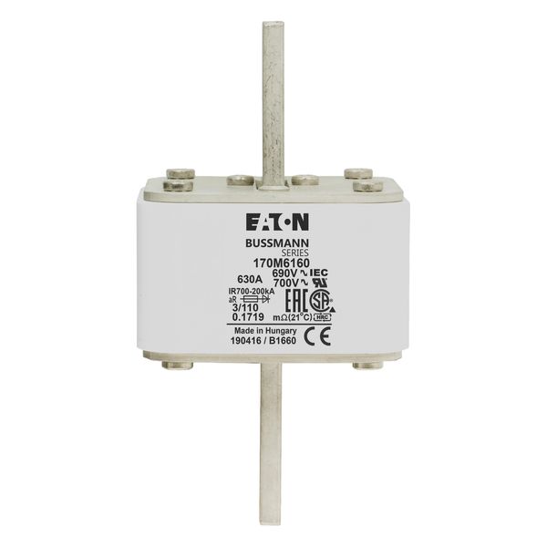 Fuse-link, high speed, 630 A, AC 690 V, DIN 3, 76 x 90 x 139 mm, aR, DIN, IEC, single indicator image 14