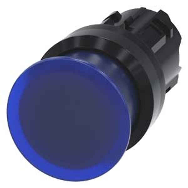 Illuminated mushroom pushbutton, 22 mm, round, plastic, blue, 30 mm, momentary 3SU1001-1AD50-0AA0-Z X90 image 1