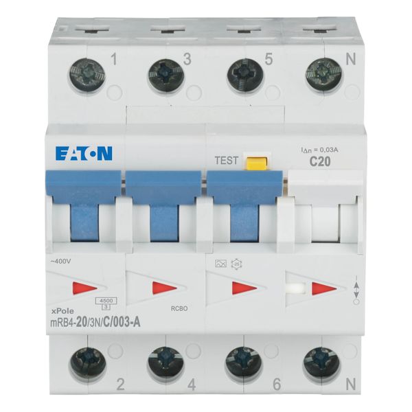 RCD/MCB combination, 20 A, 30 mA, MCB trip characteristic: C, 3p+N, RCD trip characteristic: A image 9