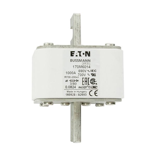 Fuse-link, high speed, 1000 A, AC 690 V, DIN 3, 76 x 76 x 109 mm, aR, DIN, IEC, single indicator image 13