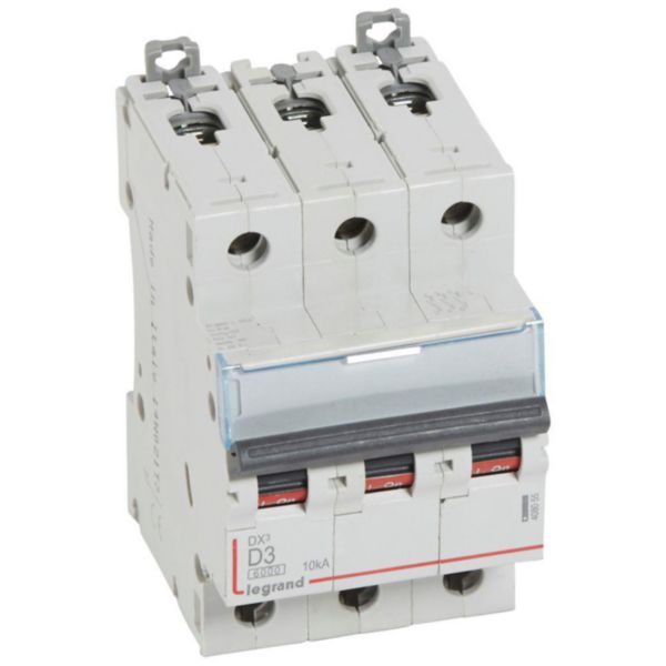 DX³6000 10kA high inlet and low outlet screw circuit breaker 3P 400~ - 3A - D curve - for traditional HX³ comb image 1